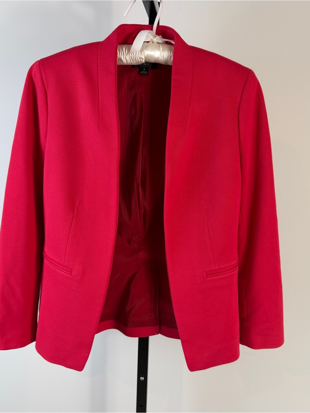 J. Crew Going Out Red Stretch Twill Open Front Suit Jacket Blazer 4